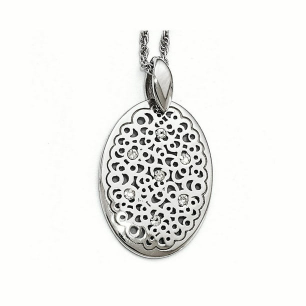 Sterling Silver Leslies Sterling Silver Polished Preciosa Crystal Pendant 